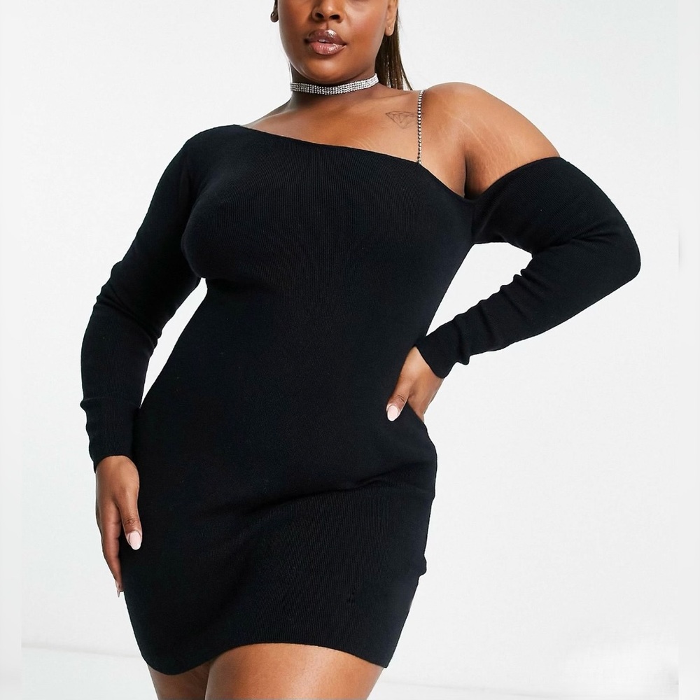 ASOS Knitted Sweater Dress with Rhinestone Strap